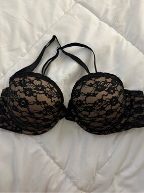 aerie Black Lace over Nude Push-Up Bra